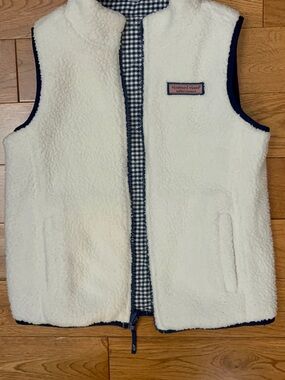 Vineyard Vines Reversible Sherpa Gingham Quilted Vest Kids Approx 5/6